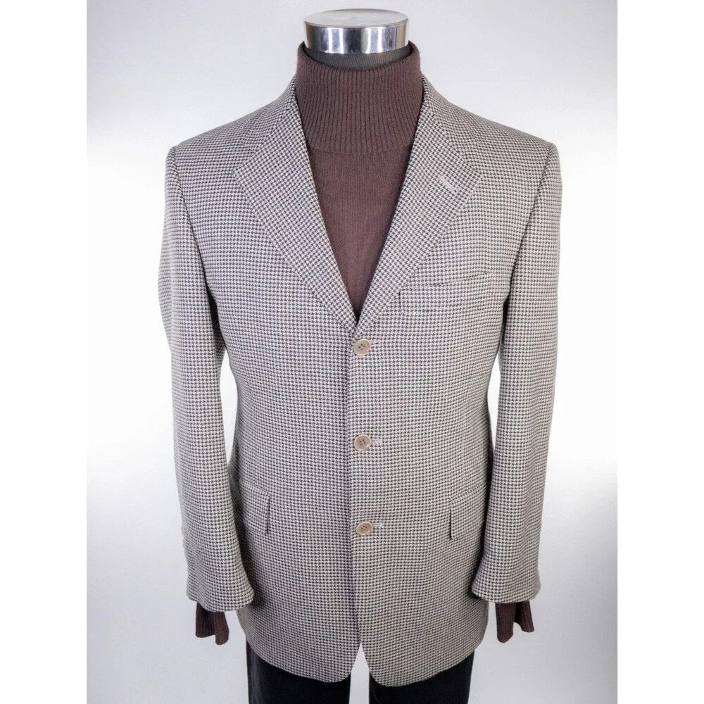 Daniel Cremieux Blazer Sport Coat Houndstooth Sz 39S Three Button Wool Jacket